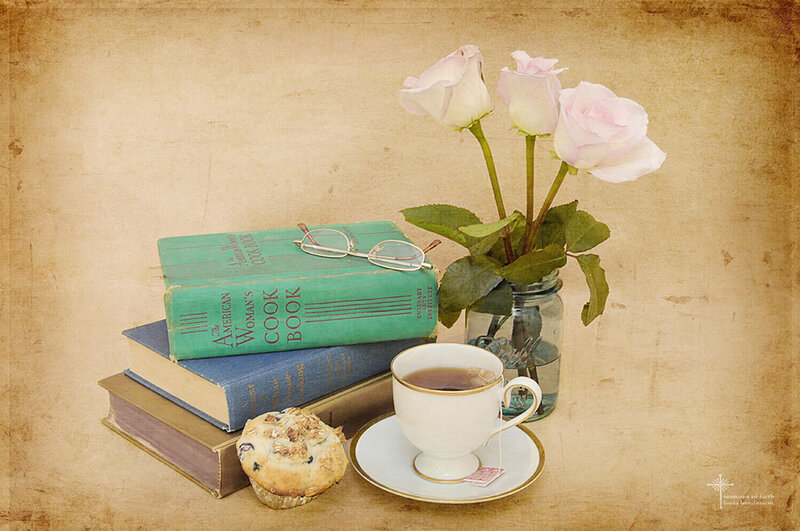 Tea and Books on Table