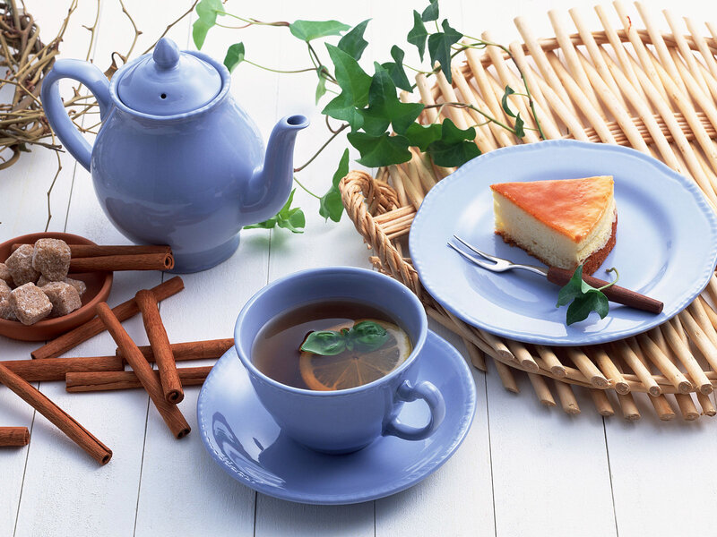 Tea and cake on a table