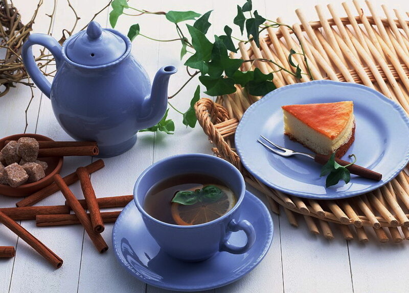 Tea and cake on a table