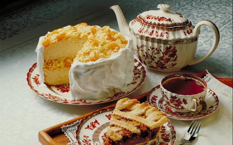 Tea and Cake on Table — White, Calm