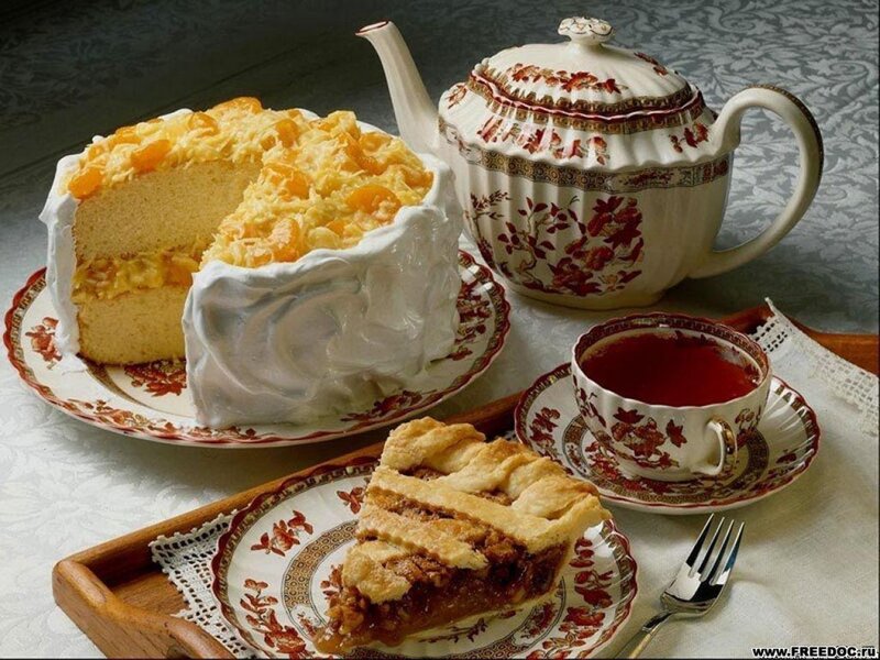 Tea and Cake on Tray — White
