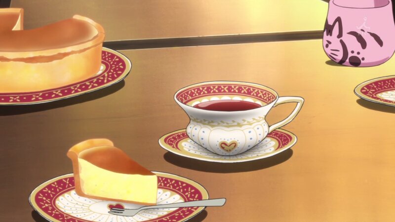 Tea and cheesecake scene