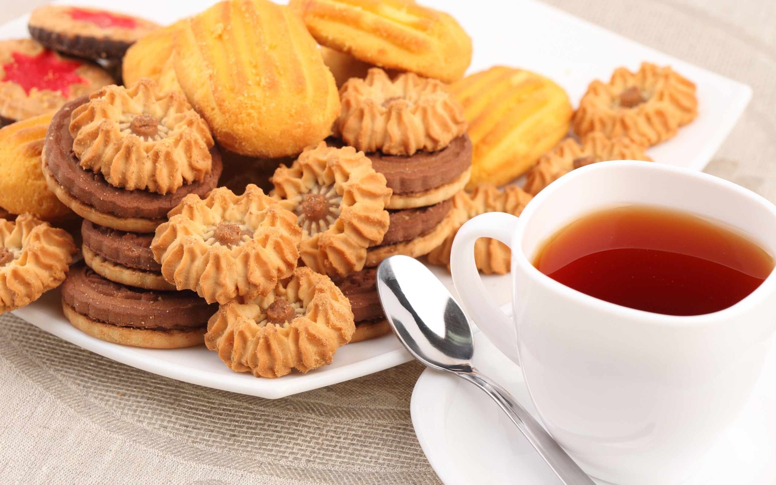 tea and cookies on a plate