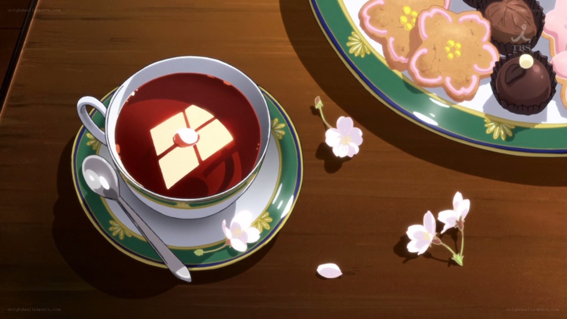 Tea and cookies on a table