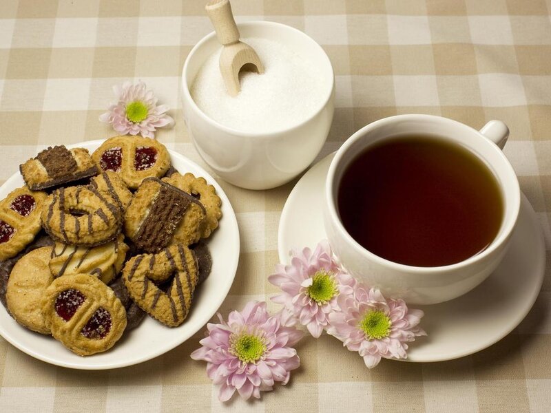 Tea and Cookies on Table