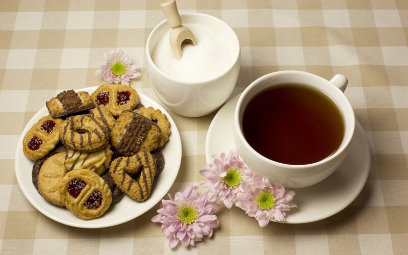 Tea and Cookies on Table — White, Calm, Afternoon