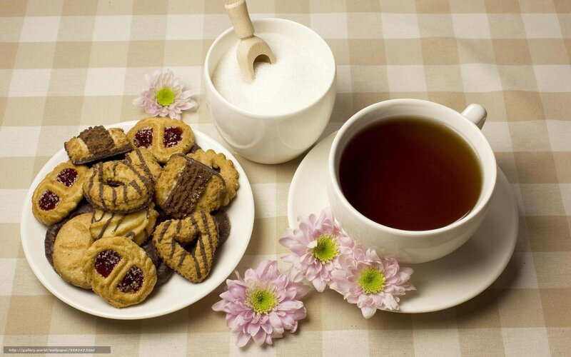 Tea and Cookies on Table — White, Calm