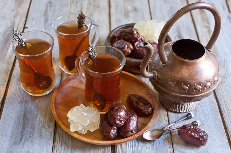 Tea and Dates on Table