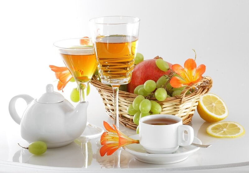 Tea and fruit arrangement