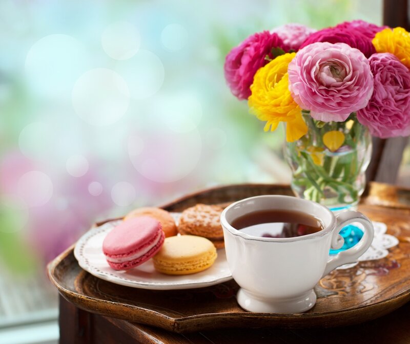 Tea and Macarons on Tray