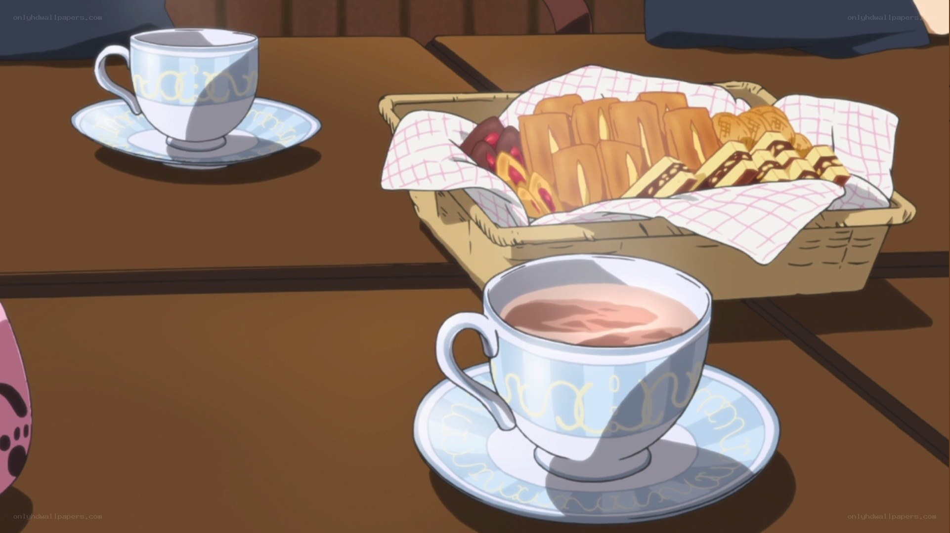 Tea and pastries on a table