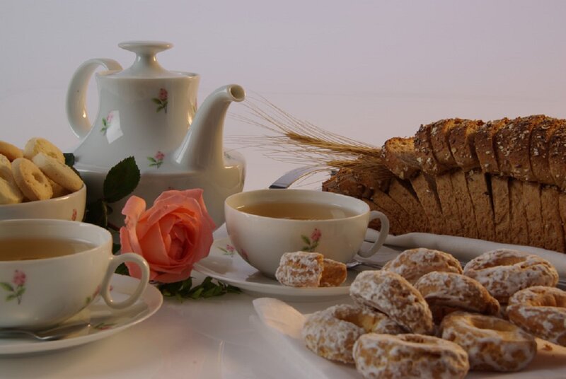 Tea and Pastries on Table — White, Calm