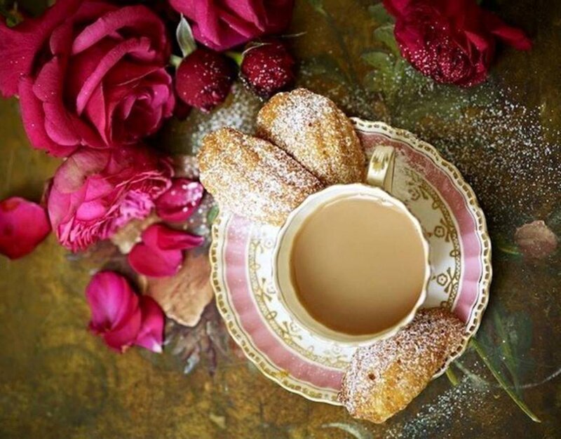 Tea and Pastries with Roses