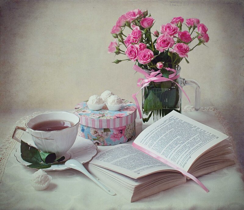 Tea and Roses on Table