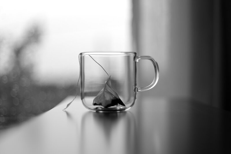 Tea Bag in Glass Cup — Black