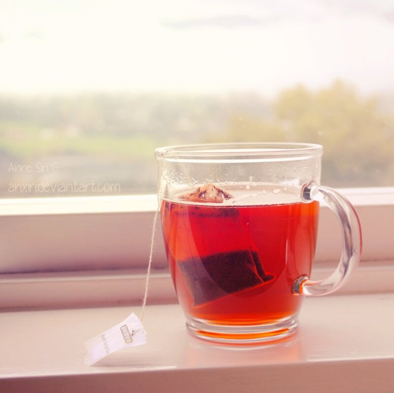 Tea Bag in Glass Cup — Red