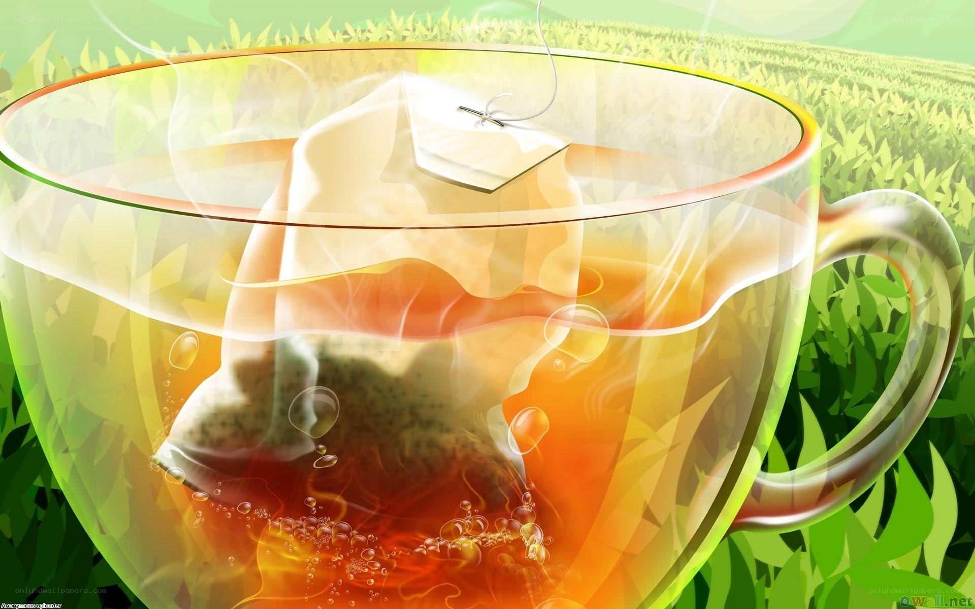 Tea bag steeping in cup