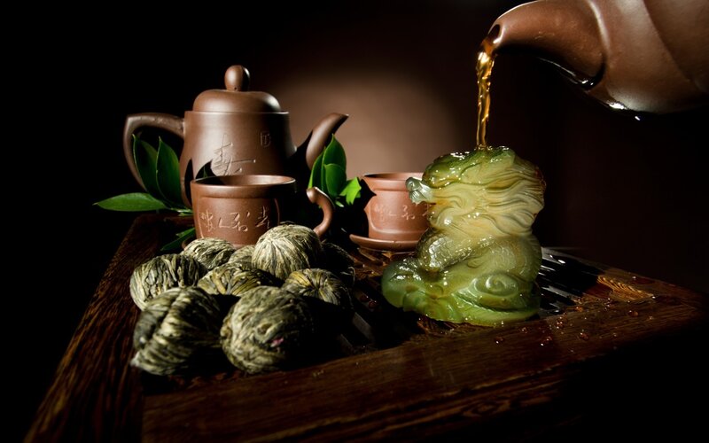 Tea Being Poured — Brown, Dramatic, Photograph
