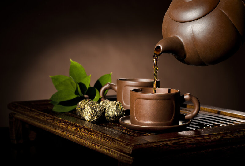 Tea Being Poured — Brown, Dramatic