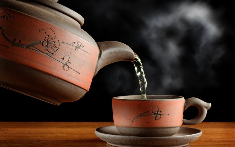 Tea Being Poured — Brown, Serene