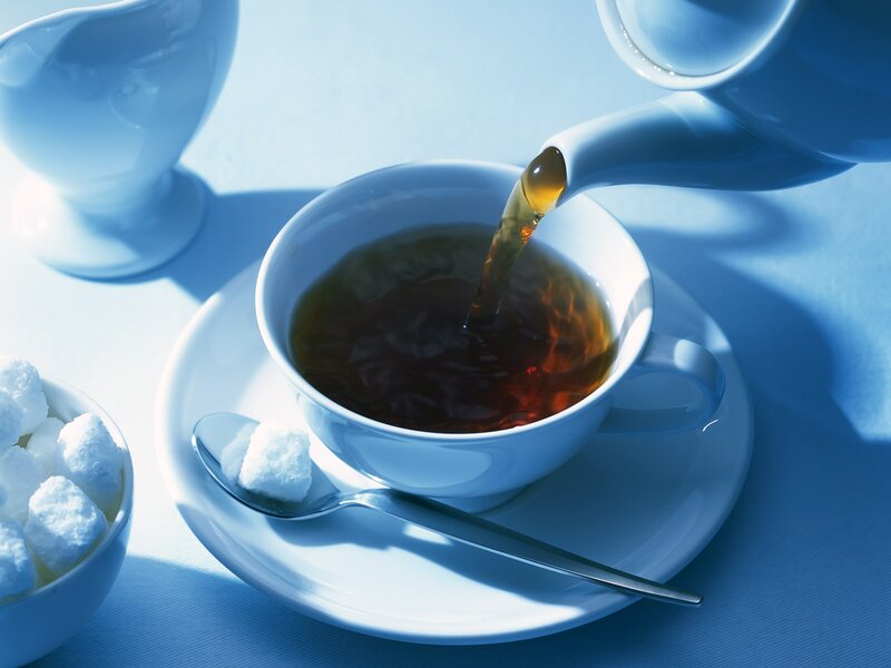 Tea Being Poured into Cup — Blue, Calm