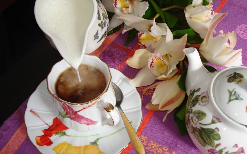 Tea Being Poured into Cup — Purple, Serene