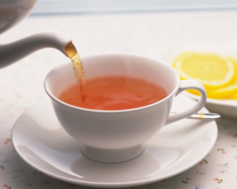 Tea Being Poured into Cup — White, Calm, Morning, Photograph, Teapot