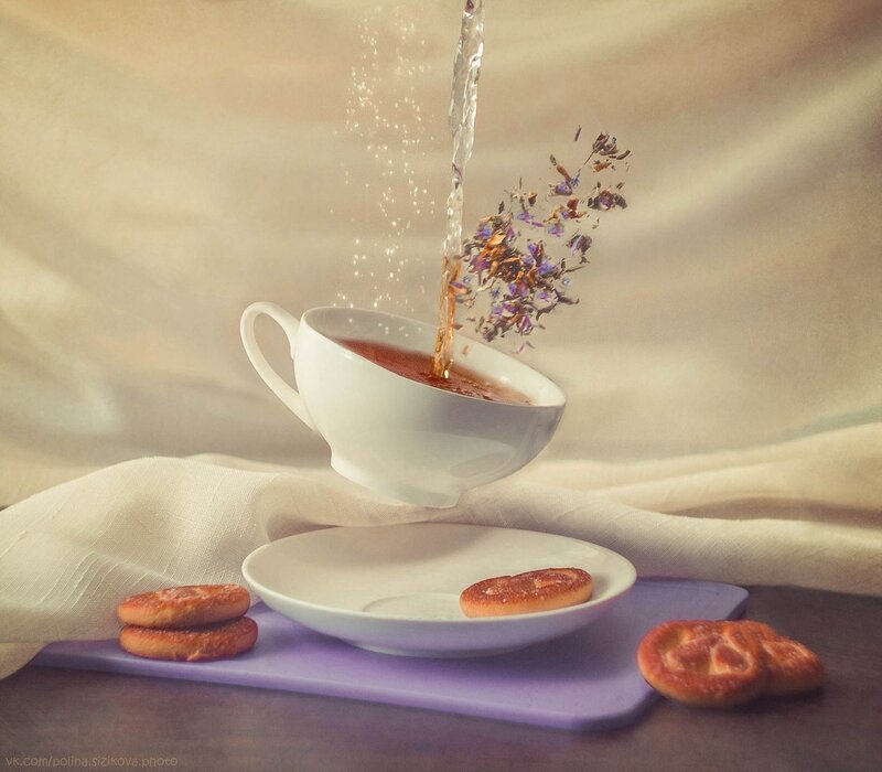 Tea Being Poured — White, Serene, Photograph