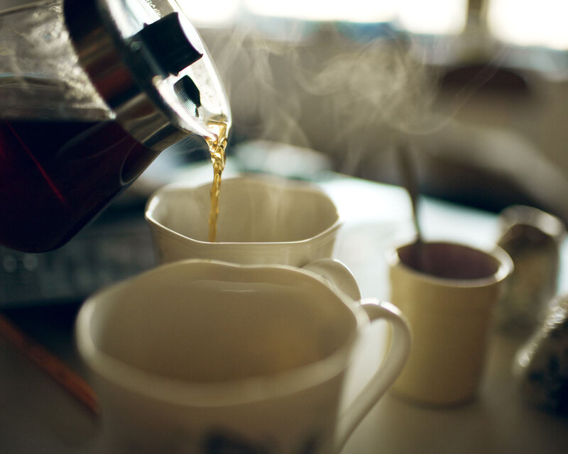 Tea Being Poured — White