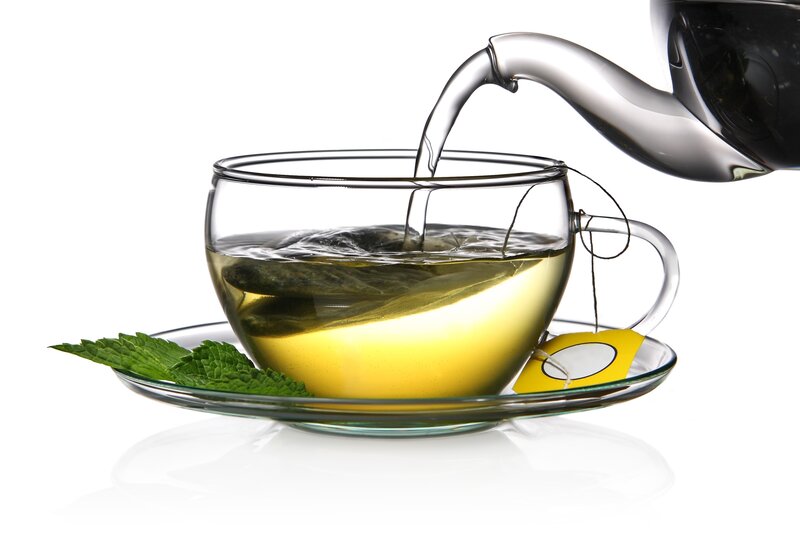 Tea Being Poured — Yellow