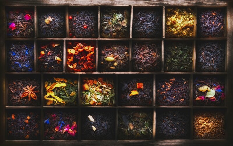 Tea Blends in Wooden Box