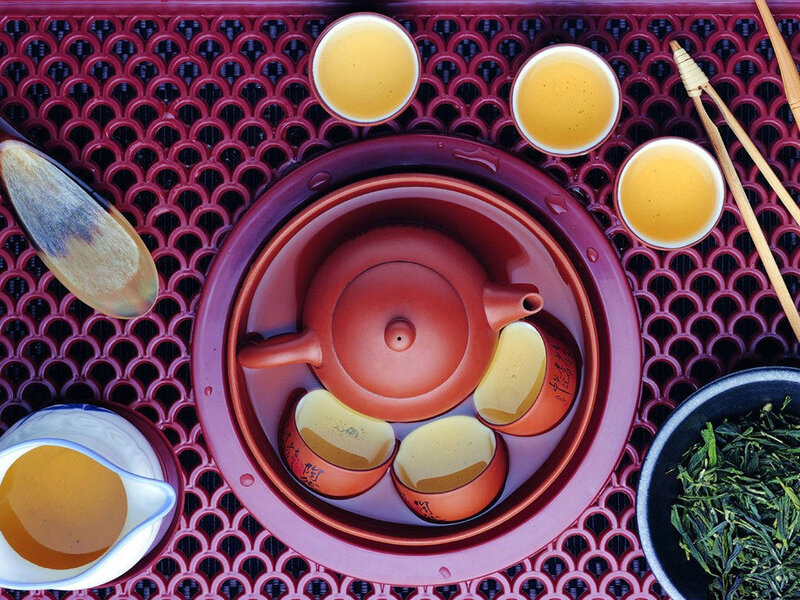 Tea ceremony setup