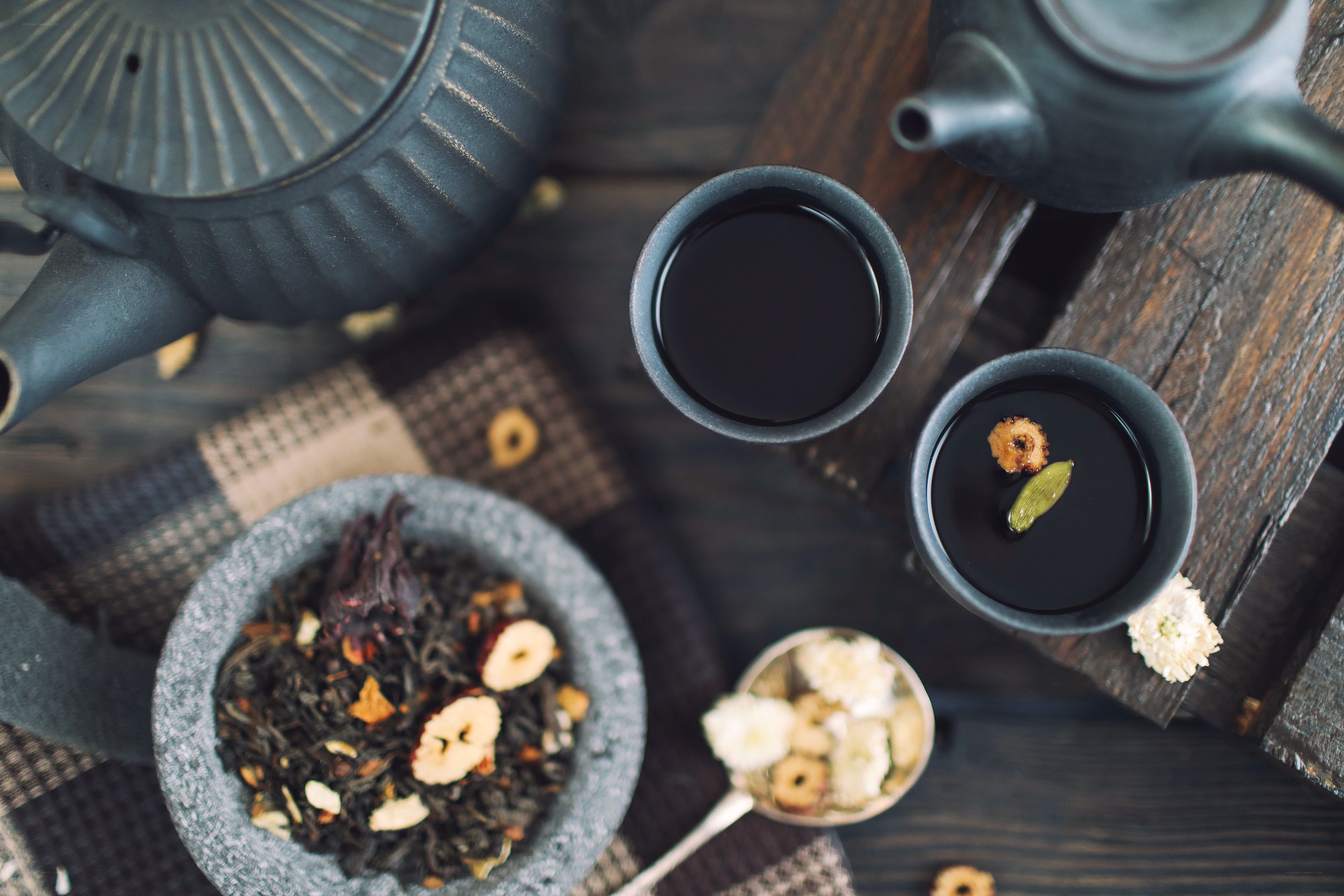 Tea ceremony with dried herbs