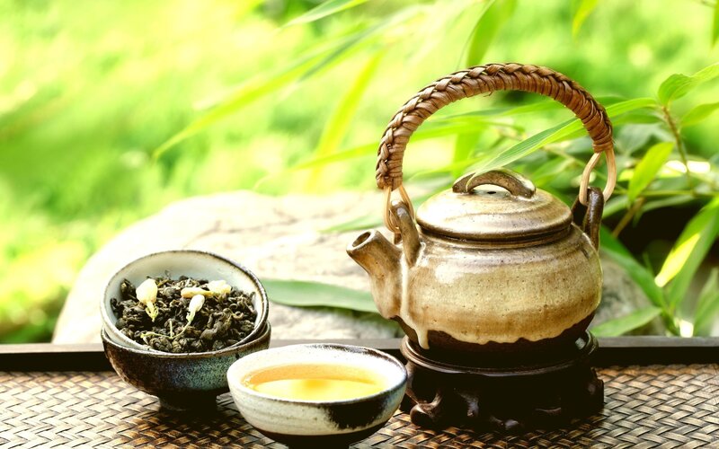 Tea ceremony with green tea