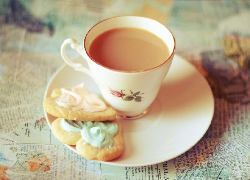 Tea Cup and Cookies — White