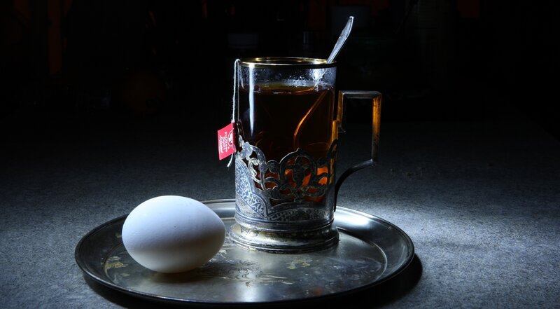 Tea Cup and Egg — Black, Dramatic
