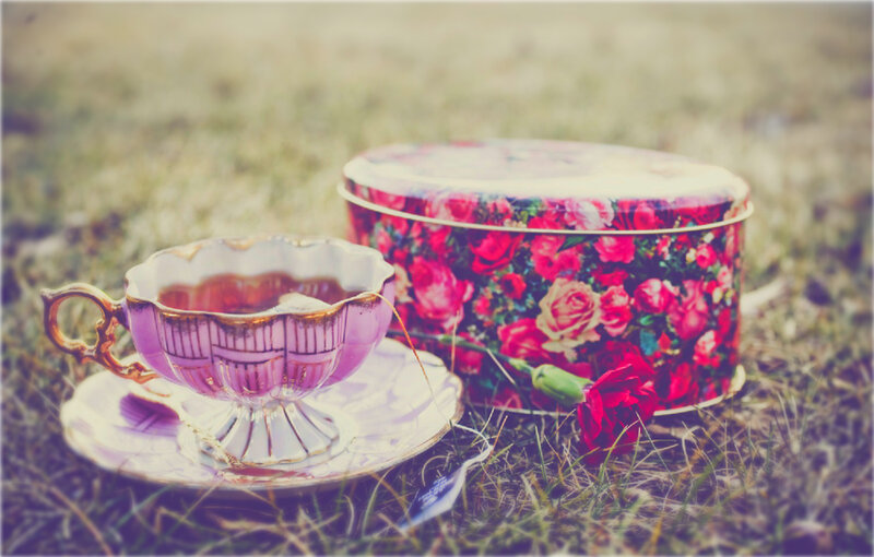 Tea Cup and Tin on Grass