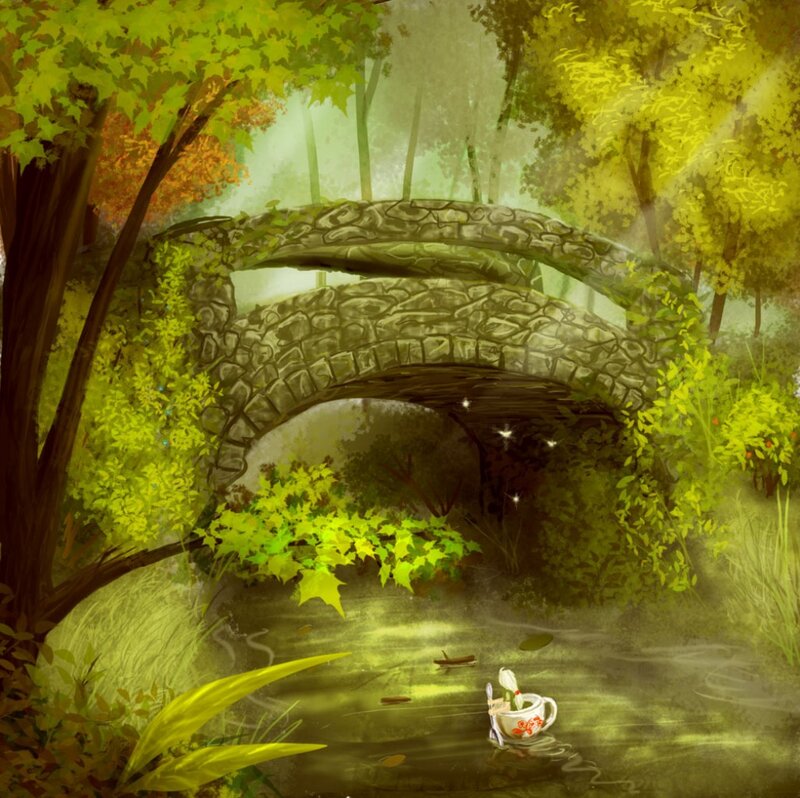 Tea Cup Boat on Stream