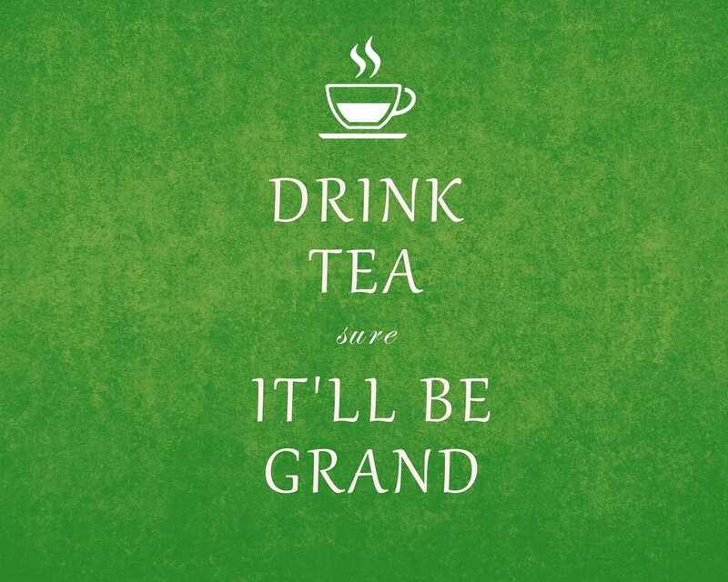 Tea Cup Icon with Text — Green