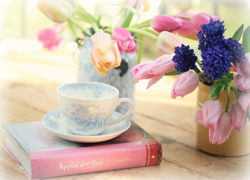 Tea Cup on Book — Pink, Serene