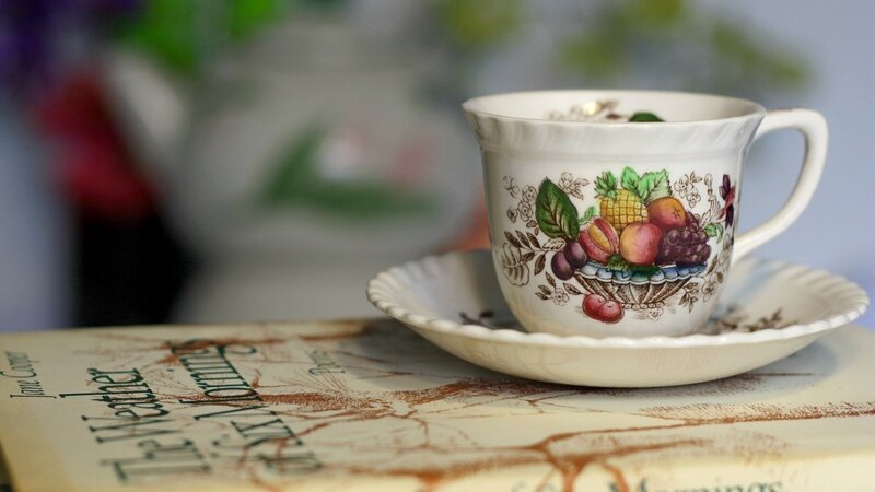 Tea Cup on Book — White, Calm