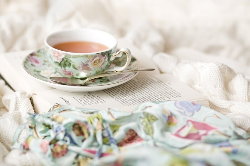 Tea Cup on Book — White, Cozy