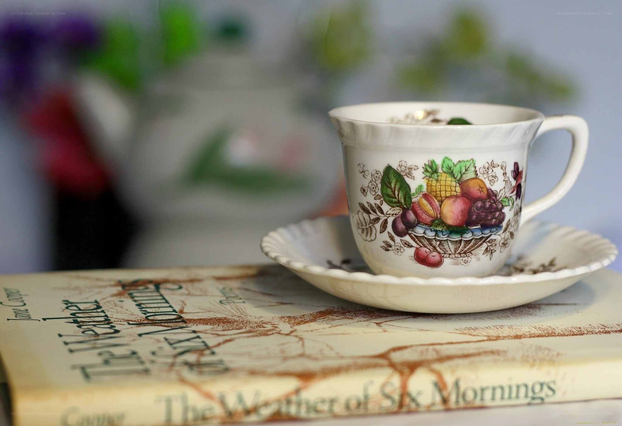 tea cup on book