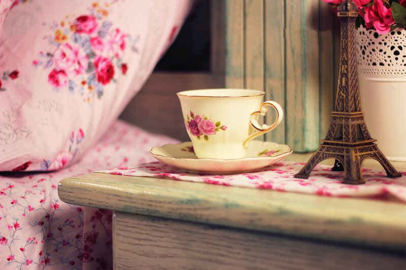 Tea Cup on Table — Pink