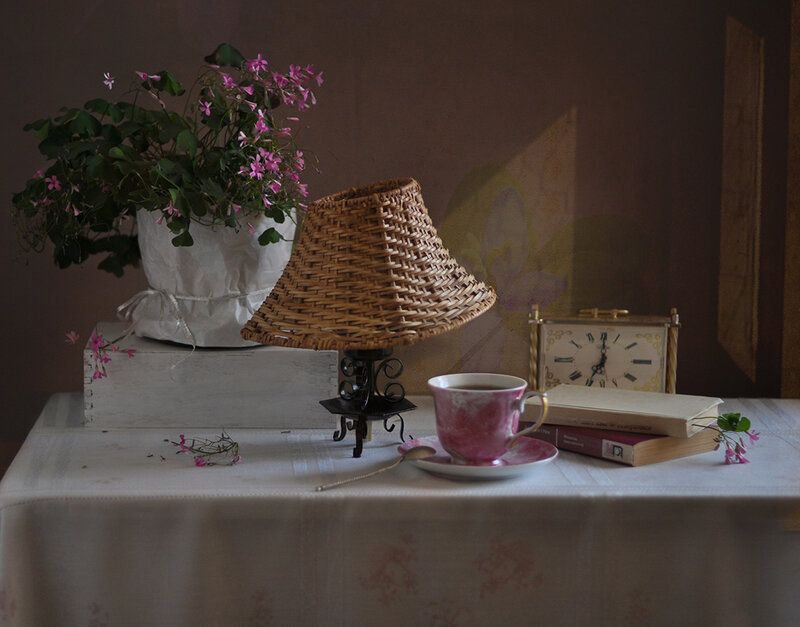 Tea Cup on Table — White