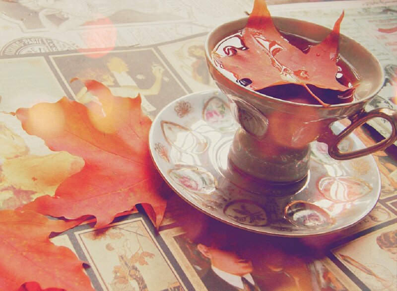 Tea Cup with Autumn Leaf