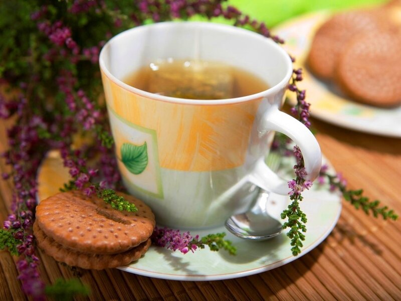 Tea Cup with Biscuits — White, Calm