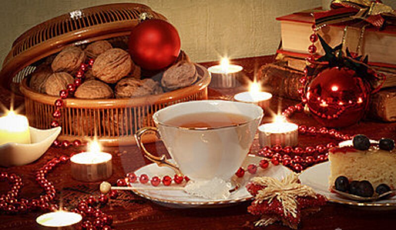 Tea Cup with Cake — Red