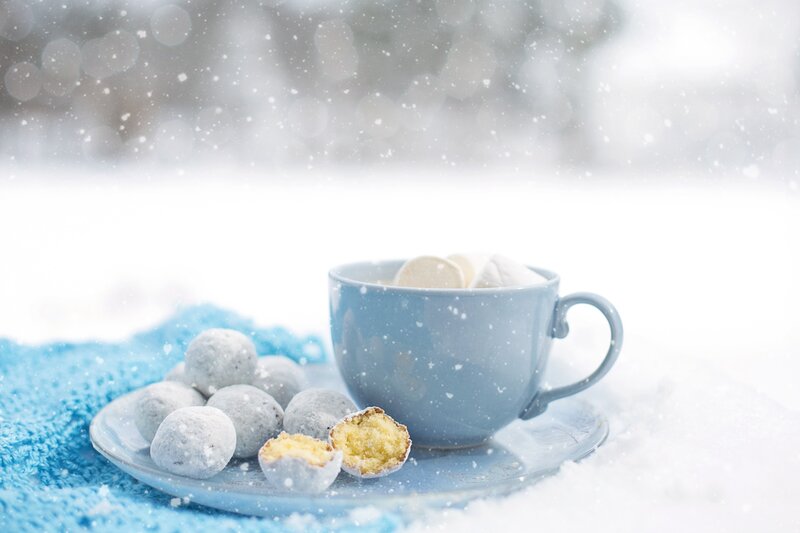 Tea Cup with Cookies — Blue, Cozy