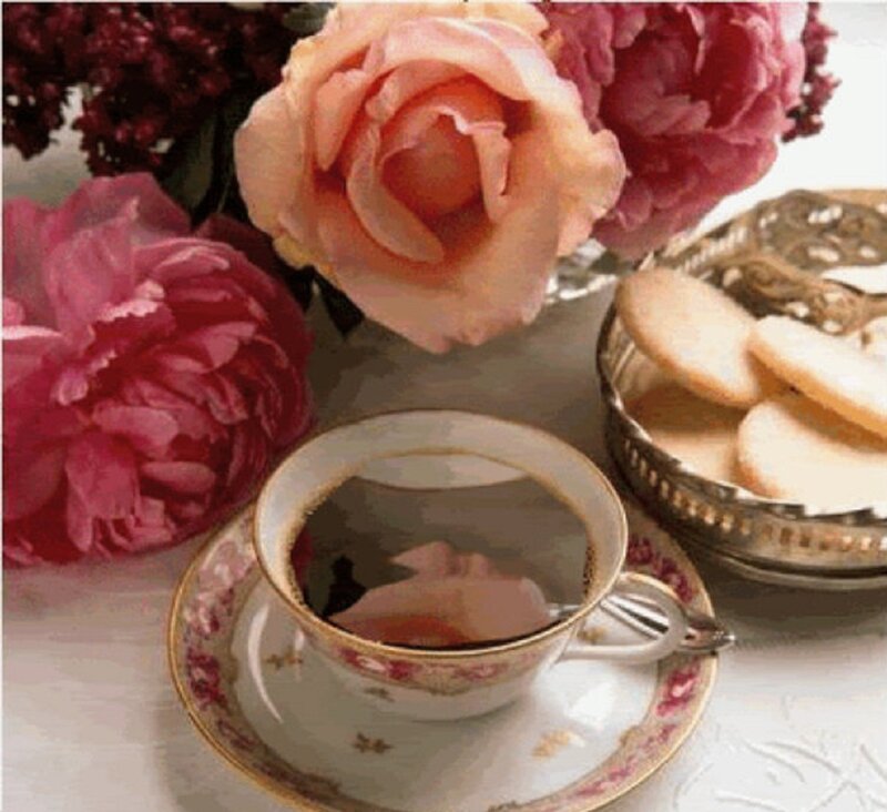 Tea Cup with Cookies — Pink